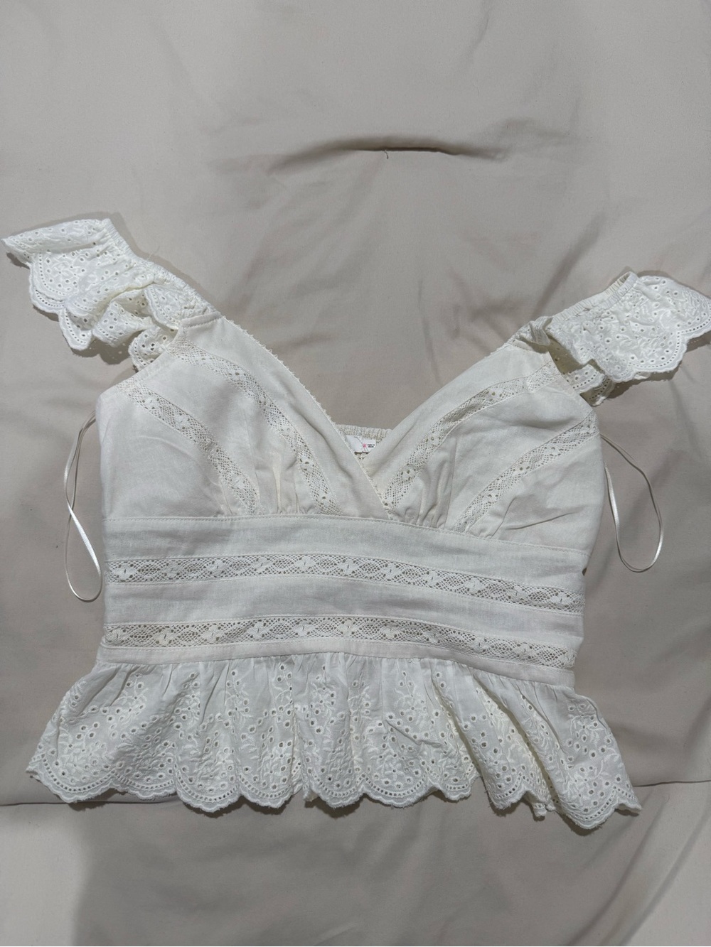 Lush White Eyelet Lace Peplum Top